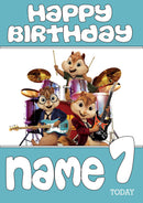 THEME INSPIRED Kids Adult Personalised Birthday Card Alvin And The Chipmunks Birthday Card 2