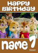 THEME INSPIRED Kids Adult Personalised Birthday Card Alvin And The Chipmunks Birthday Card 3