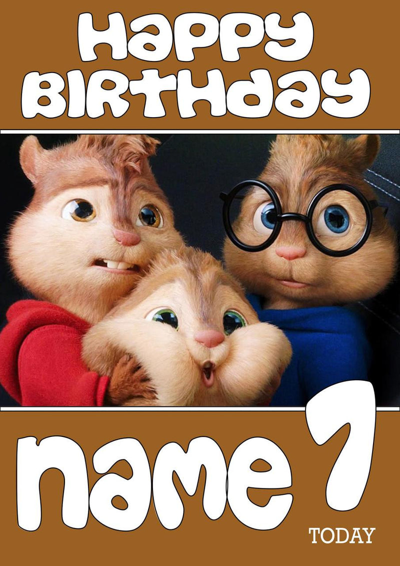 THEME INSPIRED Kids Adult Personalised Birthday Card Alvin And The Chipmunks Birthday Card 4