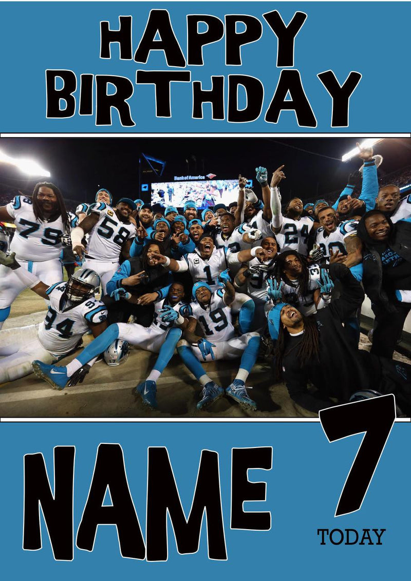 Personalised Carolina Panthers THEME INSPIRED Style PERSONALISED Kids Adult FUNNY Birthday Card