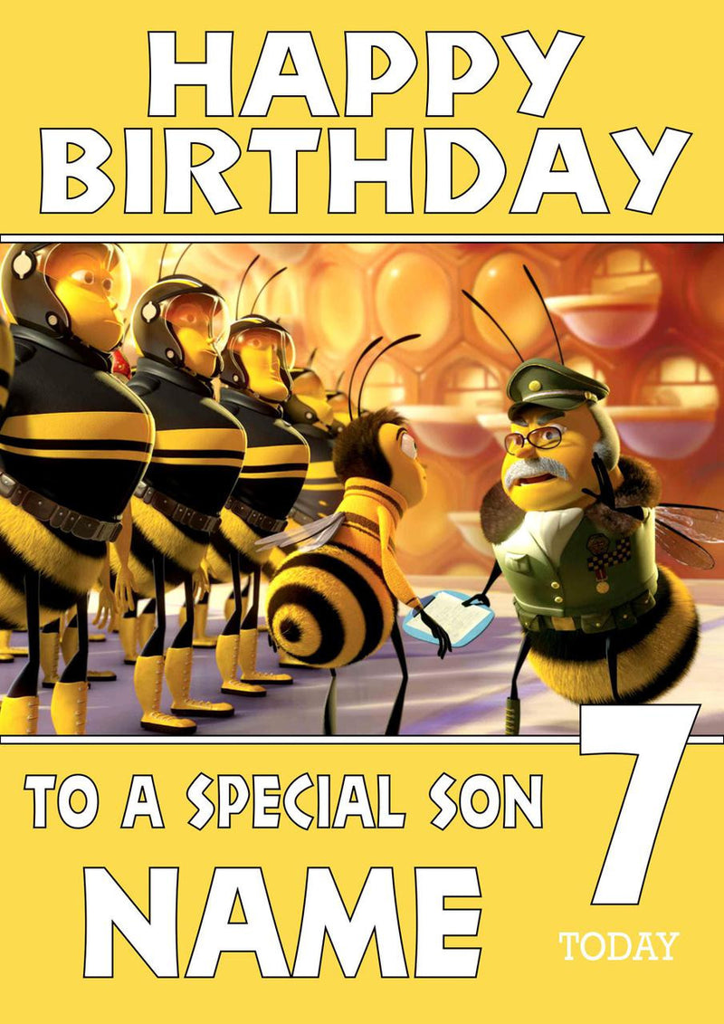 THEME INSPIRED Kids Adult Personalised Birthday Card Bee Movie Birthday Card 2