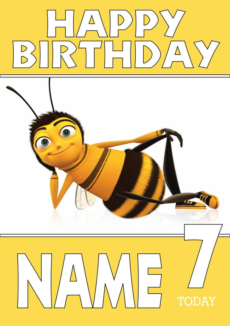 THEME INSPIRED Kids Adult Personalised Birthday Card Bee Movie Birthday Card 3