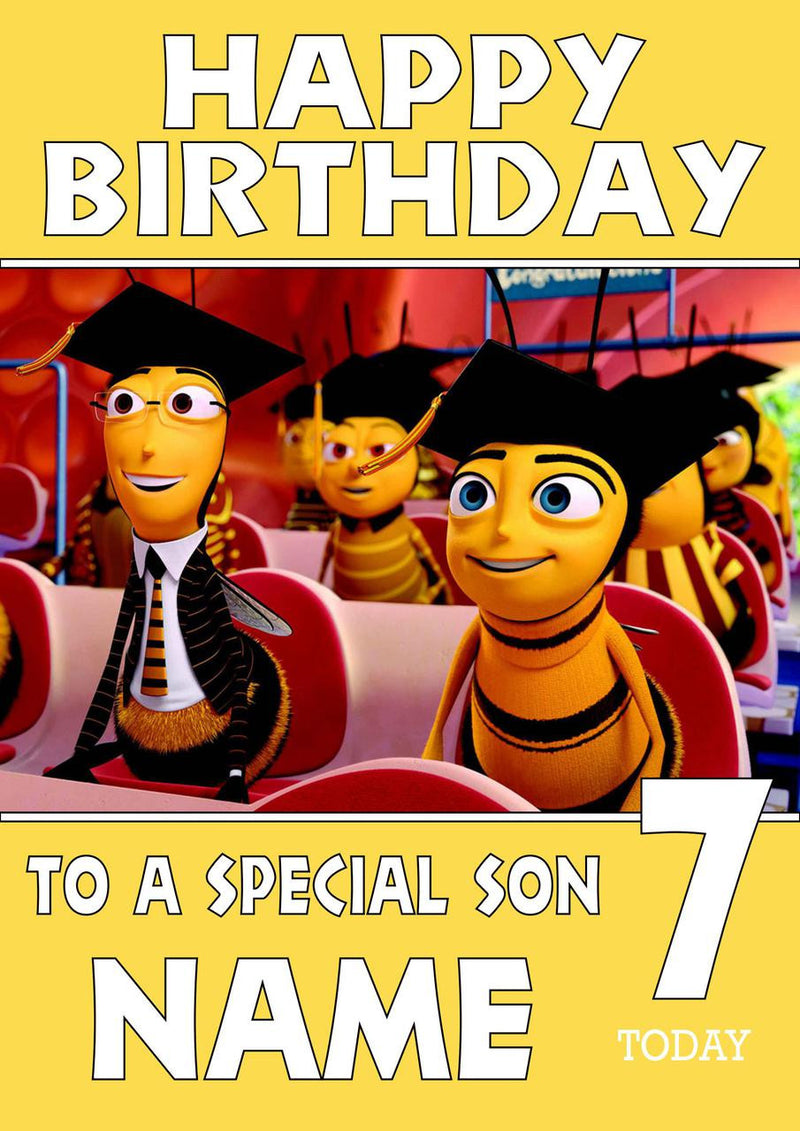 THEME INSPIRED Kids Adult Personalised Birthday Card Bee Movie Birthday Card 4