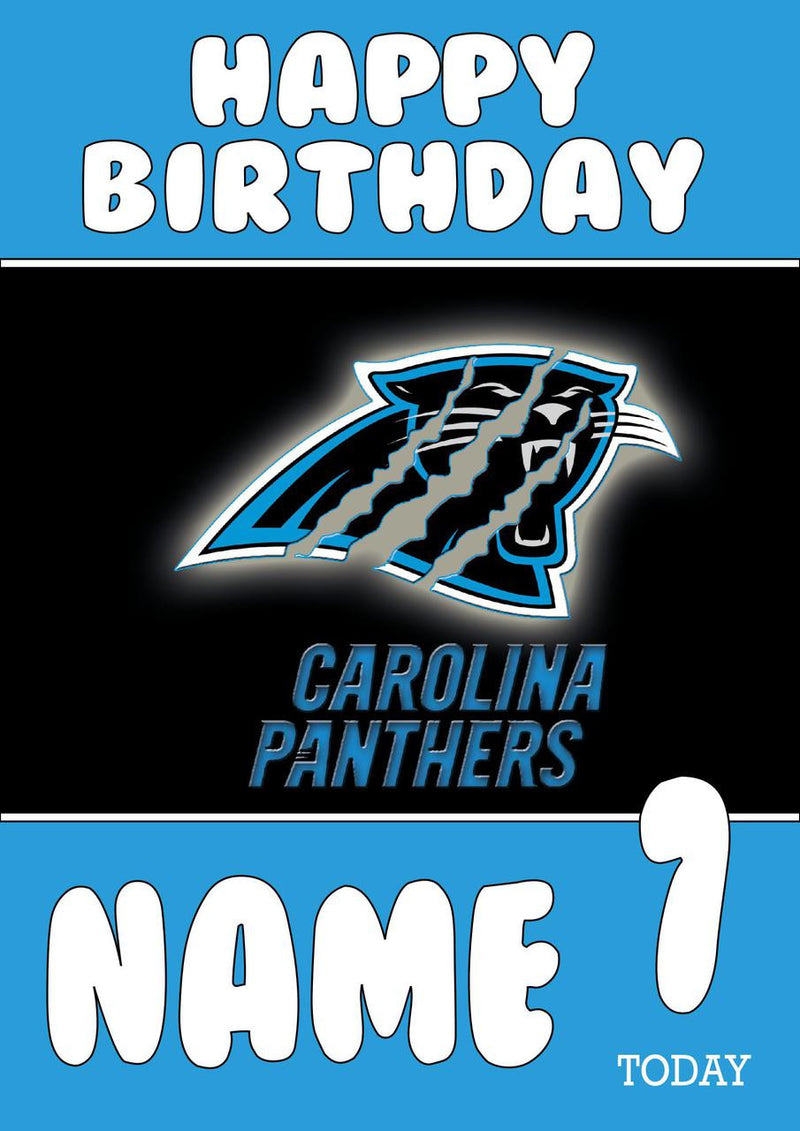 Personalised Carolina Panthers THEME INSPIRED Style PERSONALISED Kids Adult FUNNY Birthday Card 2