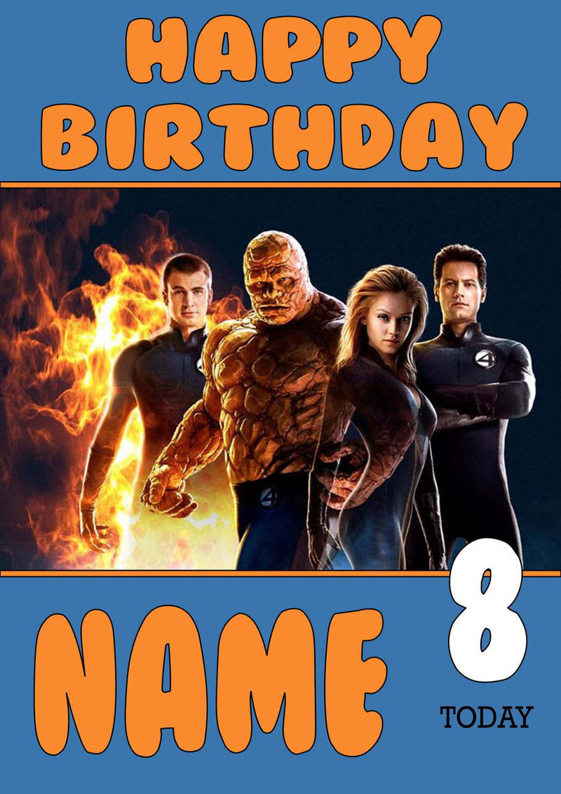 THEME INSPIRED Kids Adult Personalised Birthday Card The Fantastic Four Birthday Card 2