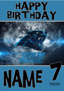 Personalised Carolina Panthers THEME INSPIRED Style PERSONALISED Kids Adult FUNNY Birthday Card 3
