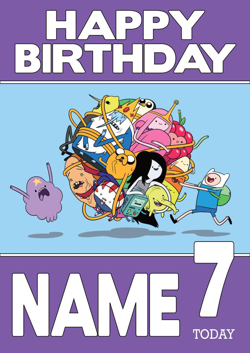 THEME INSPIRED Kids Adult Personalised Birthday Card Adventure Time Birthday Card 2