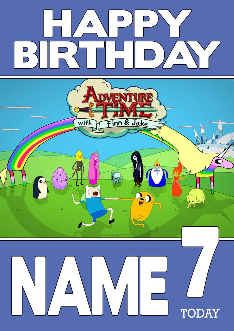 THEME INSPIRED Kids Adult Personalised Birthday Card Adventure Time Birthday Card 3