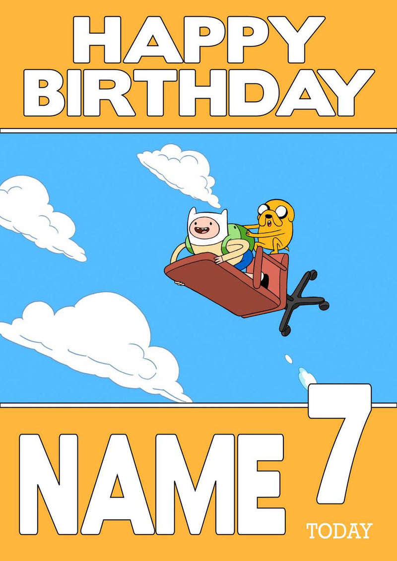 THEME INSPIRED Kids Adult Personalised Birthday Card Adventure Time Birthday Card 4