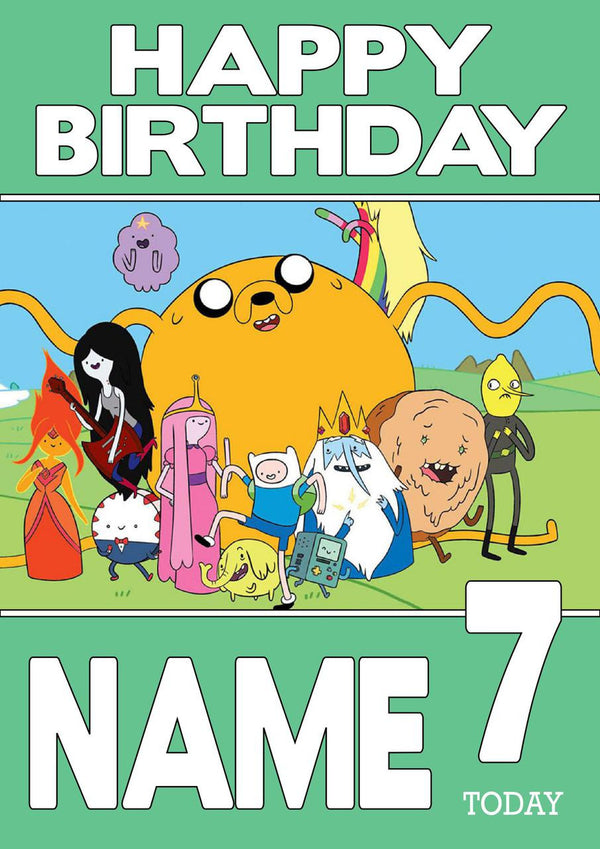 THEME INSPIRED Kids Adult Personalised Birthday Card Adventure Time Birthday Card 6