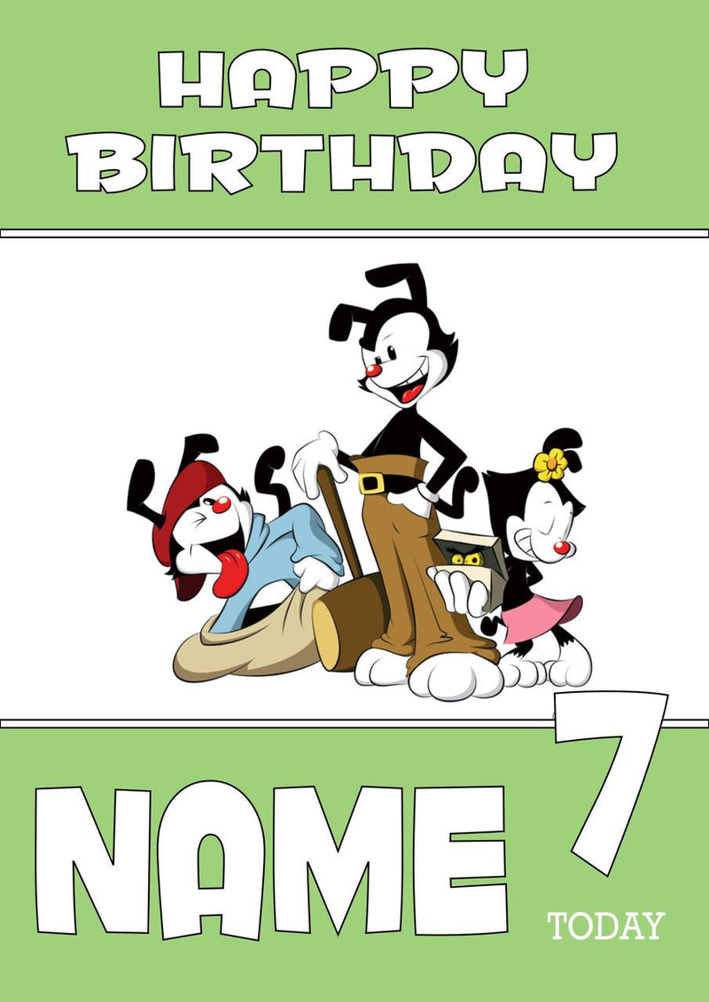 THEME INSPIRED Kids Adult Personalised Birthday Card Animaniacs Birthday Card