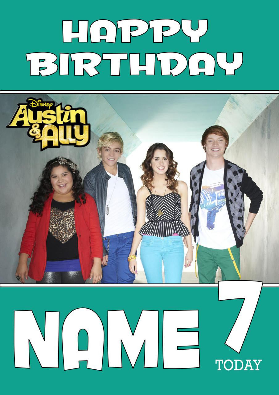 THEME INSPIRED Kids Adult Personalised Birthday Card Austin And Ally Birthday Card
