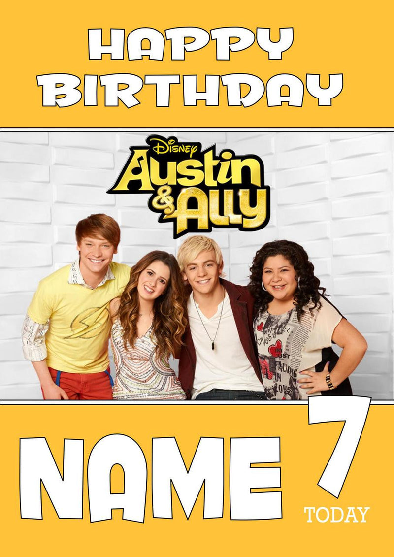 THEME INSPIRED Kids Adult Personalised Birthday Card Austin And Ally Birthday Card 2