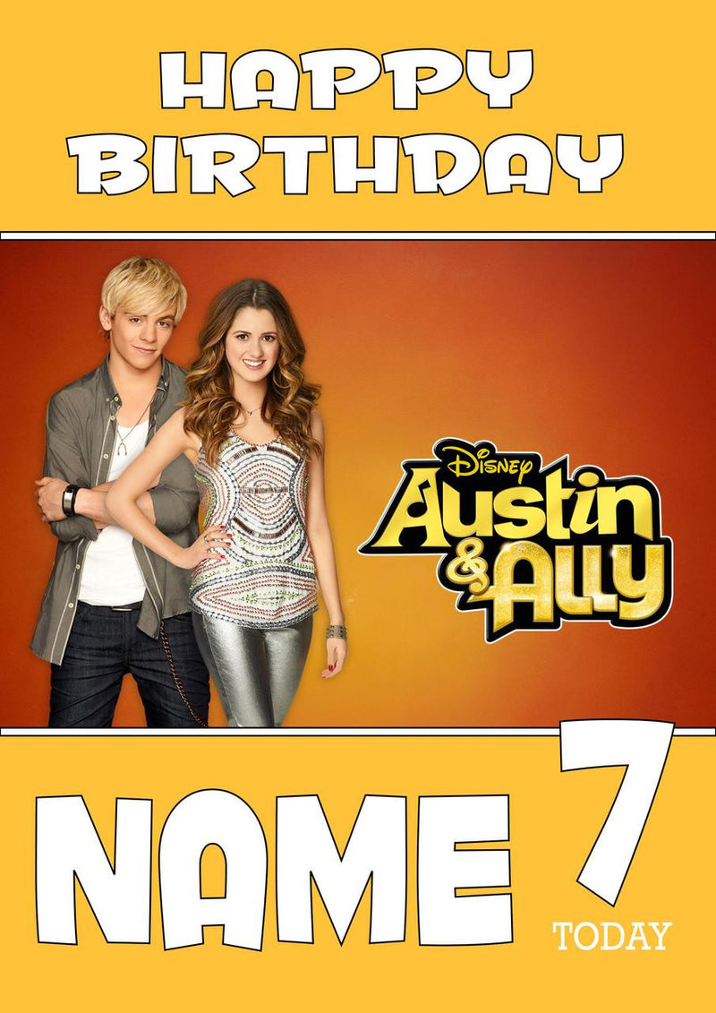 THEME INSPIRED Kids Adult Personalised Birthday Card Austin And Ally Birthday Card 3