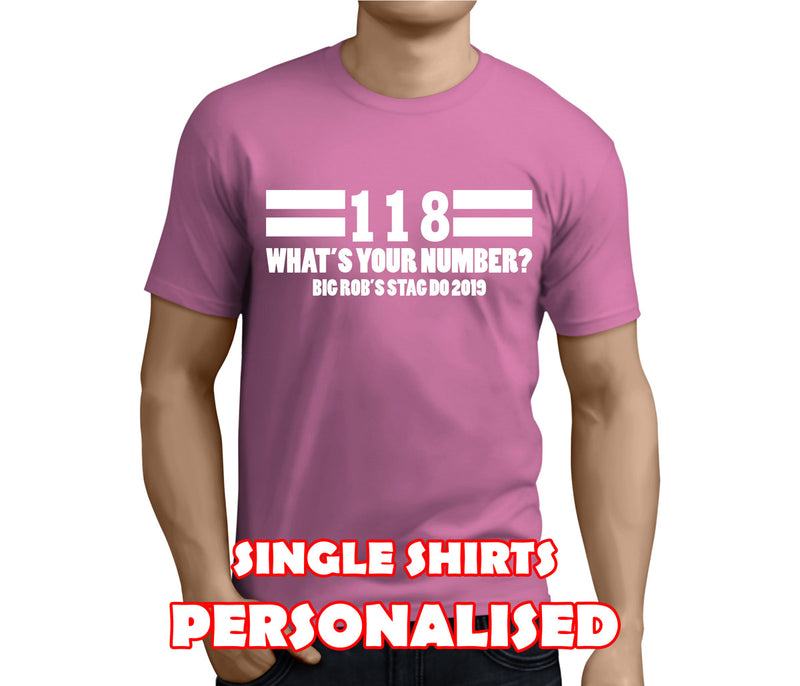 118 White Custom Stag T-Shirt - Any Name - Party Tee