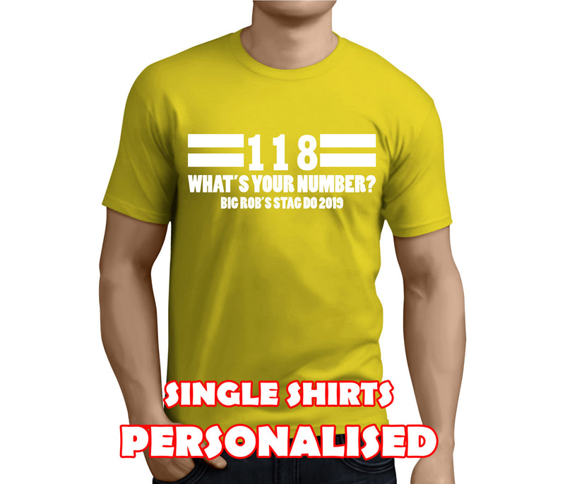 118 White Custom Stag T-Shirt - Any Name - Party Tee