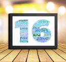 Personalised Number Word Art Poster Print Blue Number 16