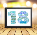 Personalised Blue Word Art Poster Print Number 18