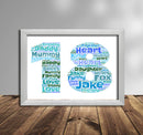 Personalised Blue Word Art Poster Print Number 18