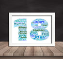 Personalised Blue Word Art Poster Print Number 18