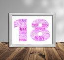 Personalised Pink Word Art Poster Print Number 18