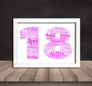 Personalised Pink Word Art Poster Print Number 18
