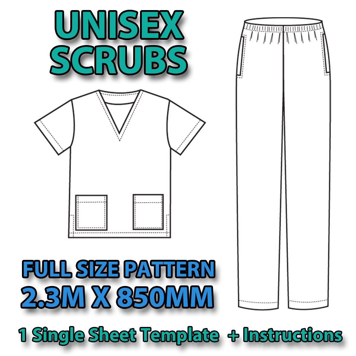 Full Size Printed Scrubs Pattern 2.4m x 1m wide (1 Sheet)