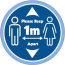 1m Apart Sticker Blue Social Distancing Floor Stickers