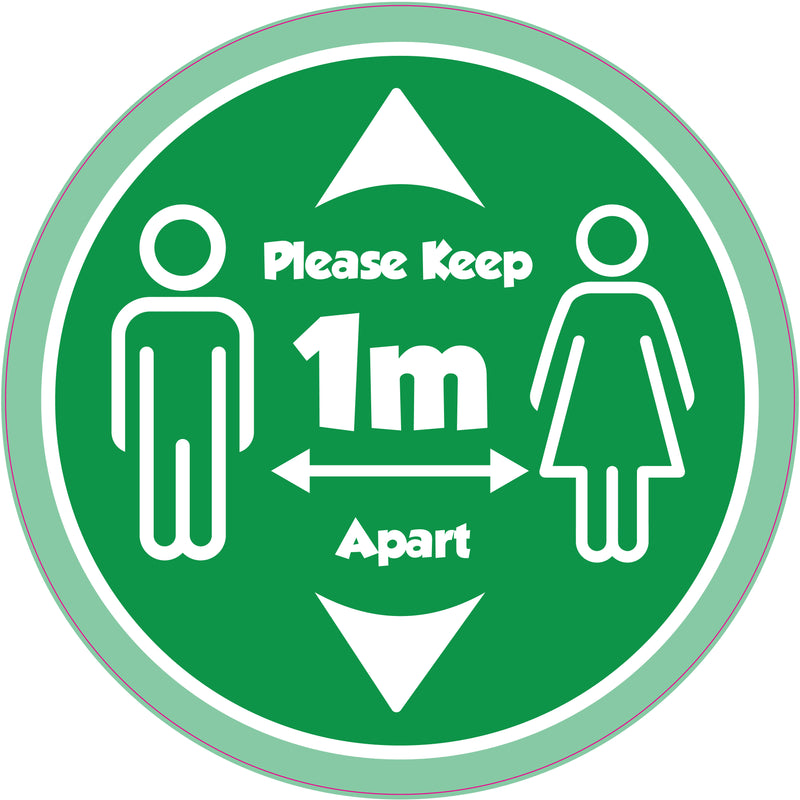 1m Apart Sticker Green Social Distancing Floor Stickers