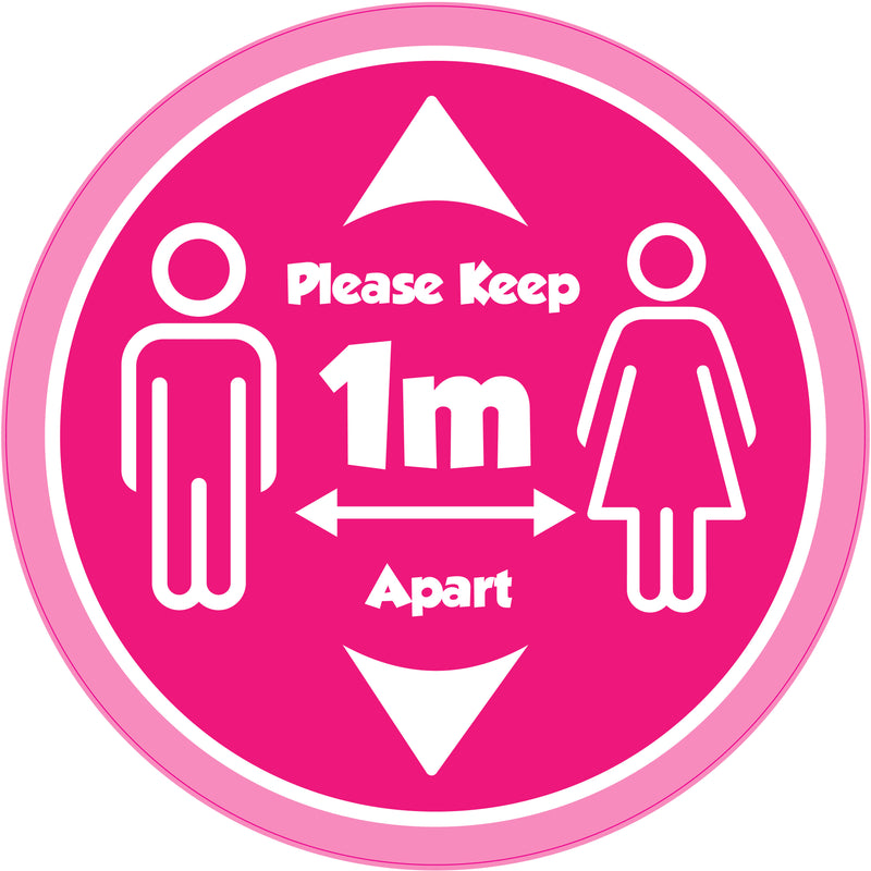 1m Apart Sticker Pink Social Distancing Floor Stickers