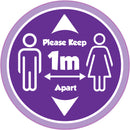 1m Apart Sticker Purple Social Distancing Floor Stickers