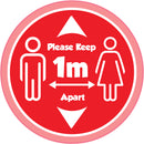 1m Apart Sticker Red Social Distancing Floor Stickers