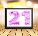 Personalised Pink Word Art Poster Print Number 21