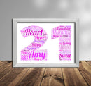 Personalised Pink Word Art Poster Print Number 21