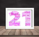 Personalised Pink Word Art Poster Print Number 21