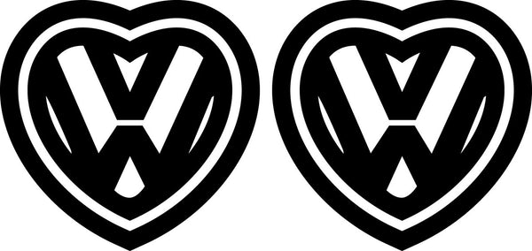 2 X Love VW Novelty Vinyl Car Sticker