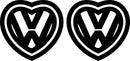 2 X Love VW Novelty Vinyl Car Sticker