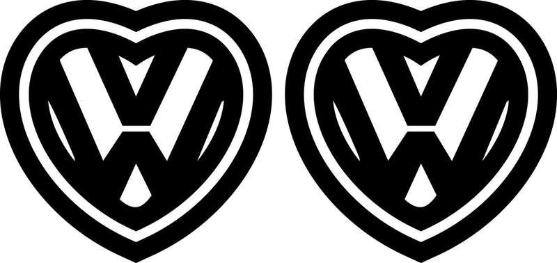2 X Love VW Novelty Vinyl Car Sticker