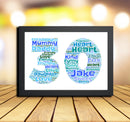 Personalised Blue Word Art Poster Print Number 30