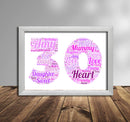 Personalised Pink Word Art Poster Print Number 30