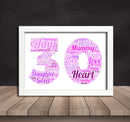 Personalised Pink Word Art Poster Print Number 30