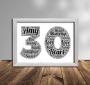 Personalised Black Word Art Poster Print Number 30