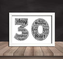 Personalised Black Word Art Poster Print Number 30
