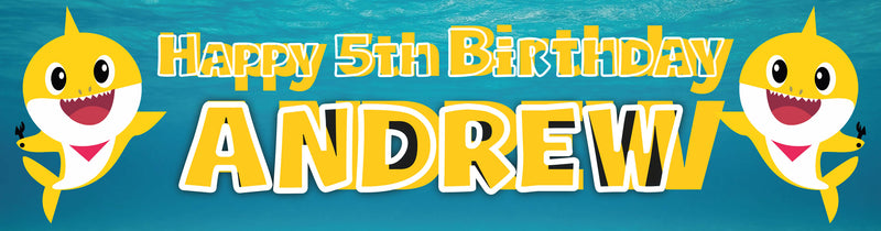 Shark Children's Birthday Banner Thin 1