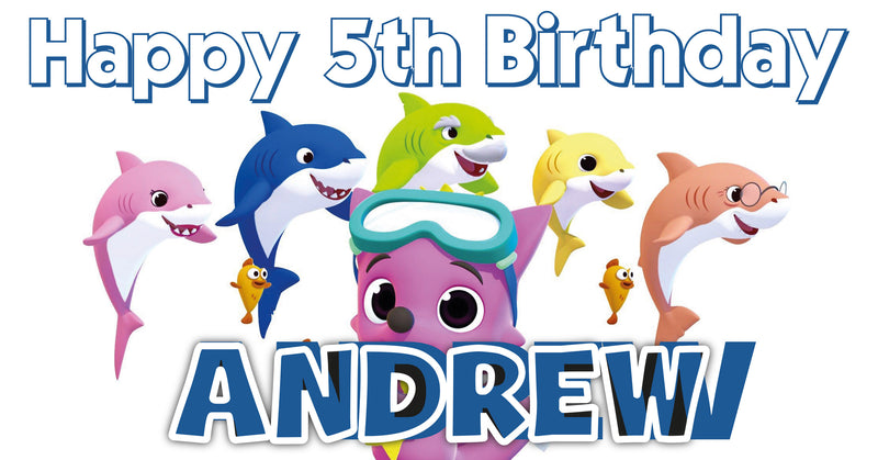 Shark Children's Birthday Banner Thick 2