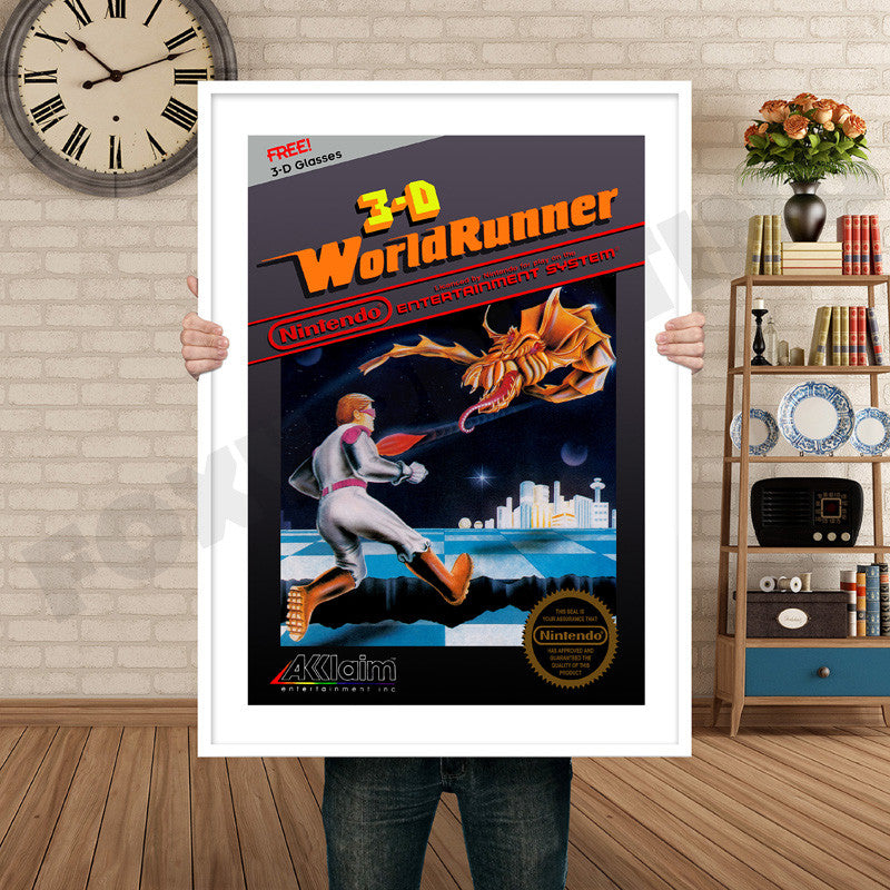 3D WORLD RUNNER NES Retro GAME INSPIRED THEME Nintendo NES Gaming A4 A3 A2 Or A1 Poster Art 4