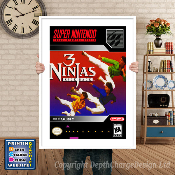 3 Ninjas Kick Back Super Nintendo Game Inspired Theme Retro Gaming Poster
