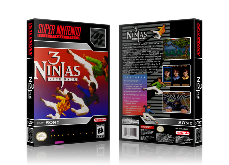 3 Ninjas Kick Back Replacement Nintendo SNES Game Case Or Cover