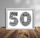 Personalised Black Word Art Poster Print Number 50