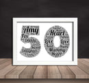 Personalised Black Word Art Poster Print Number 50
